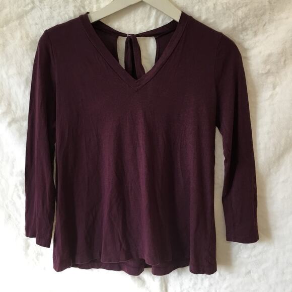 Loft Burgundy V-Neck Long Sleeve Top - Picture 2 of 9